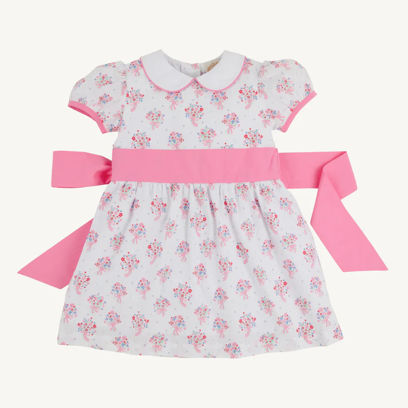 Cindy Lou Sash Dress - East Bay Bouquet with Hamptons Hot Pink | The Beaufort Bonnet Company