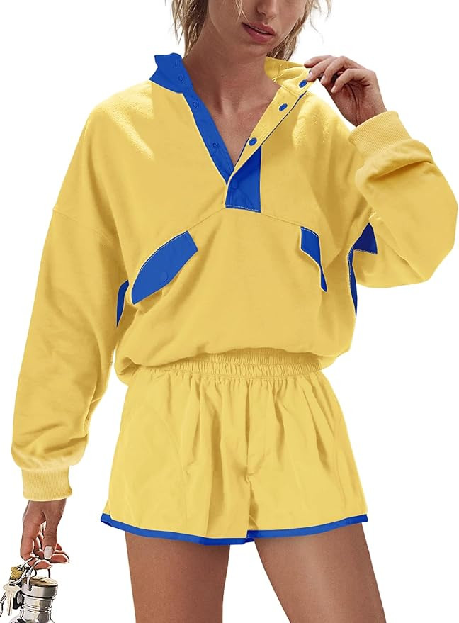 Nirovien Womens Workout Sets Short Athletic Set Activewear 2 Piece Outfits Pullover Sweatshirt an... | Amazon (US)