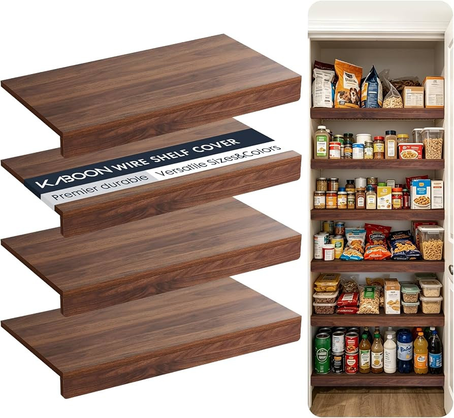 Kaboon Wire Shelf Covers, Wire Rack Covers for Pantry, Closet (4pcs, 30" W x 16" D), Dark Walnut | Amazon (US)