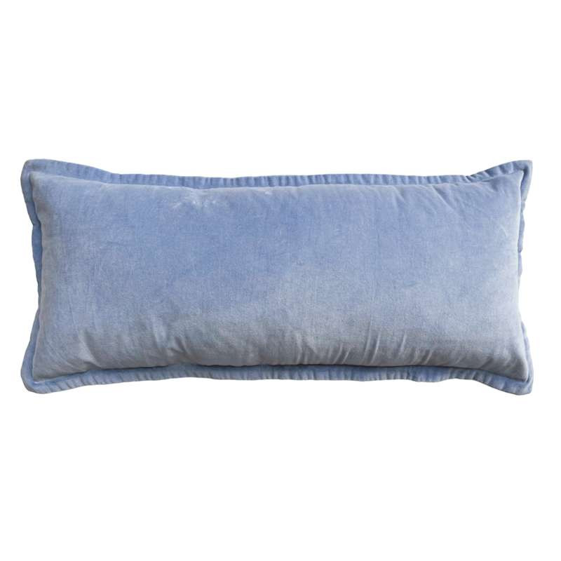 Blue Cotton Velvet Throw Pillow, 14x36 | At Home