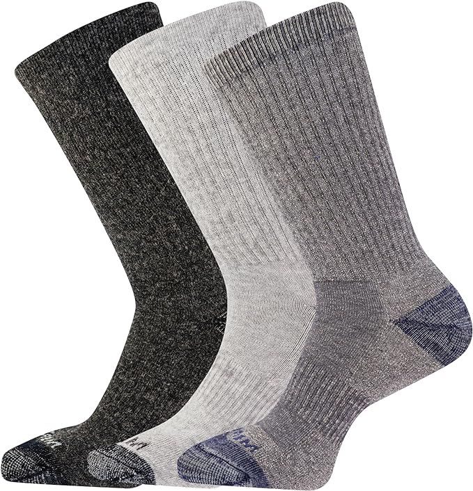 Merrell Men's and Women's Wool Everyday Hiking Socks-3 Pair Pack-Cushioned | Amazon (US)