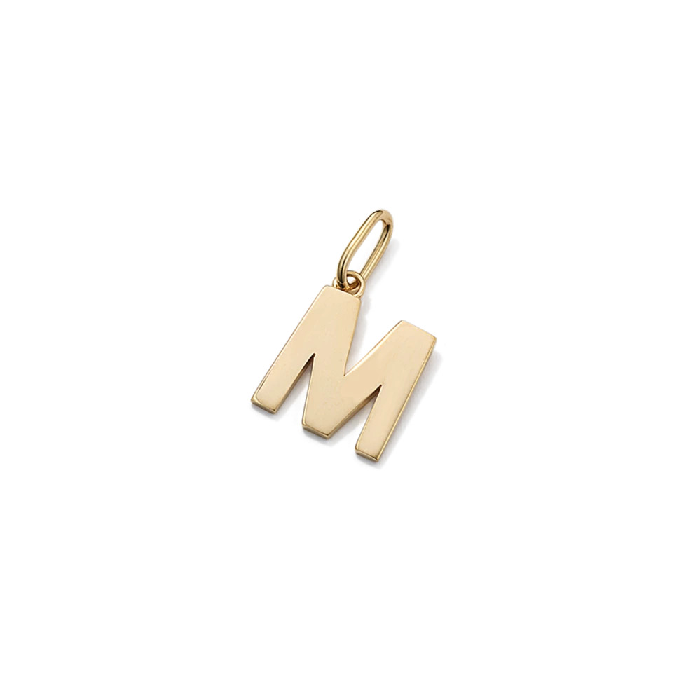 14K Yellow Gold Letter M Charm | Shane Co