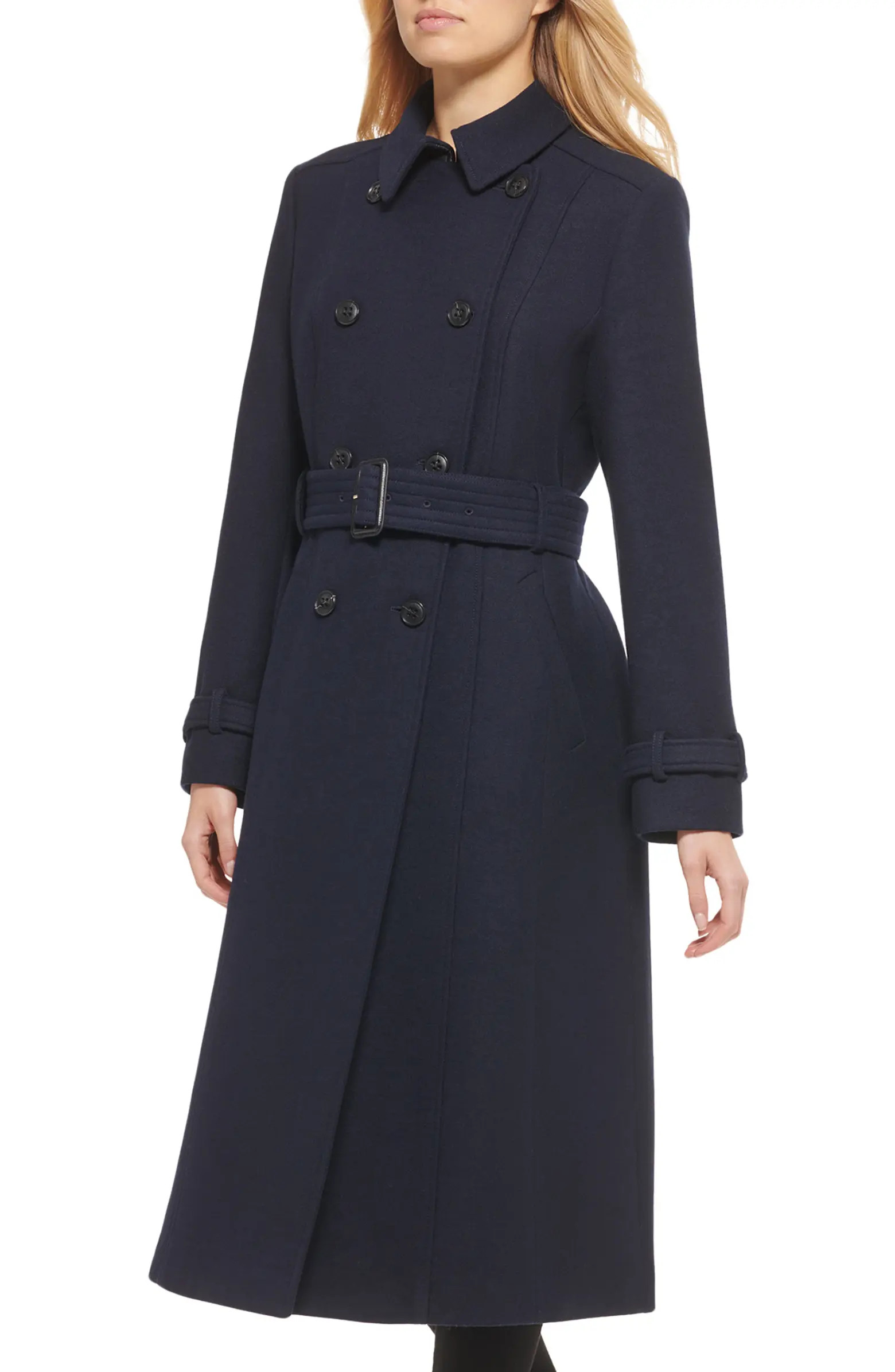 Flared Belted Wool Blend Trench Coat | Nordstrom