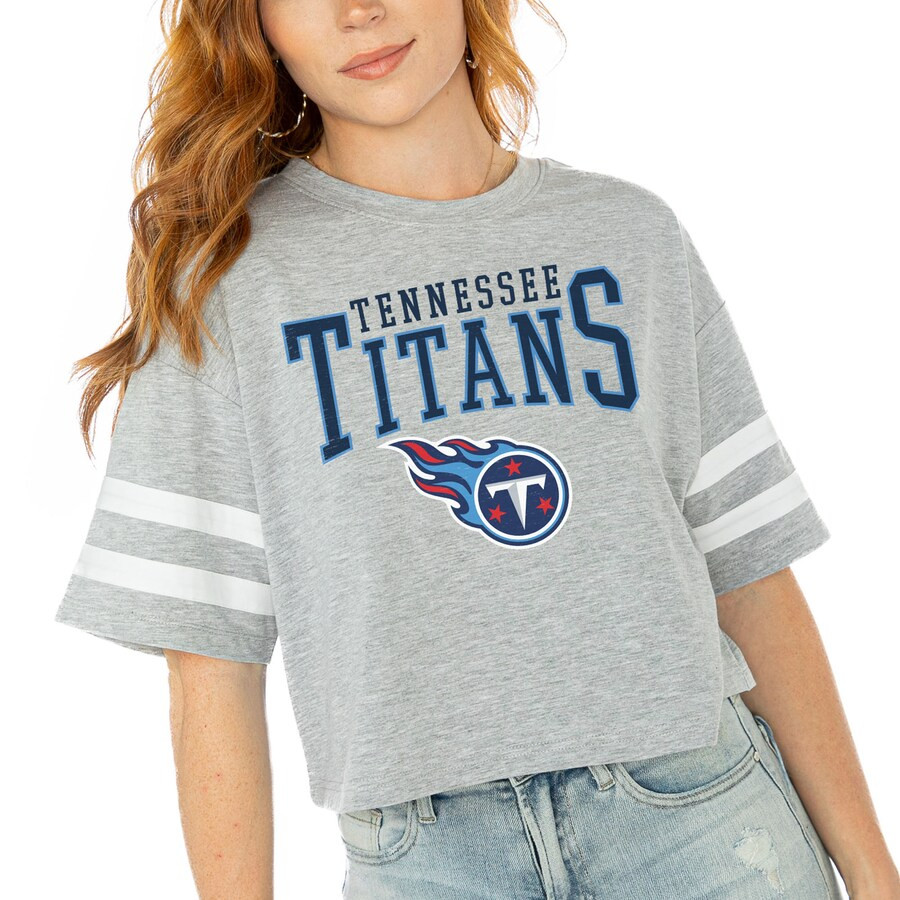 Tennessee Titans Gameday Couture Women's Gridiron Glam Cropped T-Shirt - Gray | Fanatics