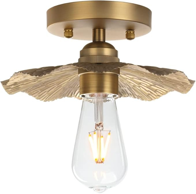 Pathson Vintage Metal Ceiling Light Fixture Brass Finished, Split Flower Design Ceiling Lighting,... | Amazon (US)