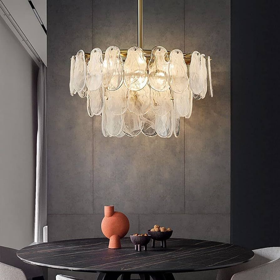 LOVEDIMA Gold Multi-Tier Lantern Pendant Lighting,Cloud Glass Metal Chandeliers Hanging Ceiling L... | Amazon (US)