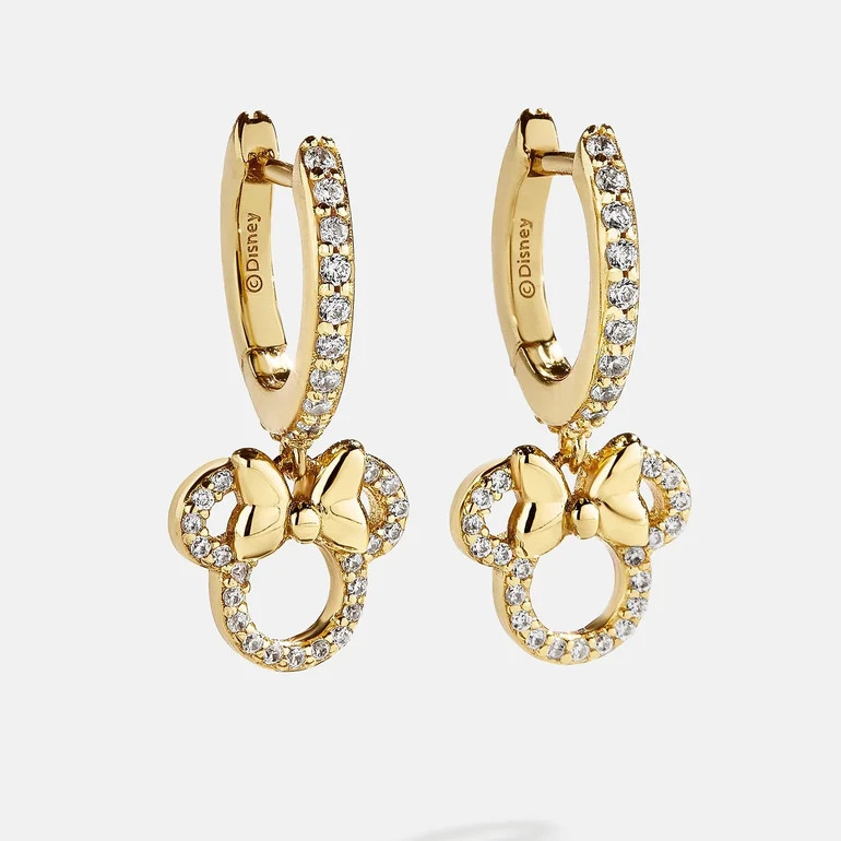 Minnie Mouse Disney 18K Gold Plated Sterling Silver Huggie Charm Earri | BaubleBar