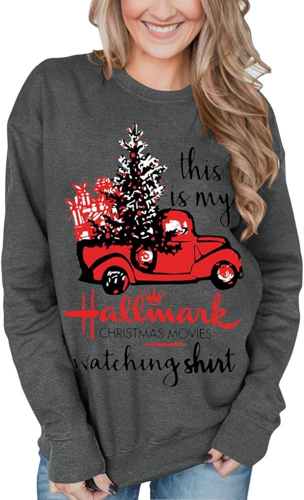For G and PL Christmas Women's Long Sleeve Graphic Sweatshirt | Amazon (US)