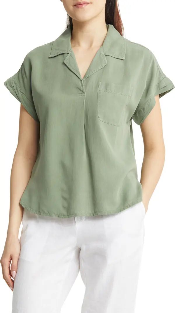 Pleat Front Popover Blouse | Nordstrom