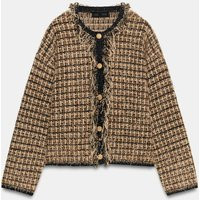 Zara - Frayed Metallic Yarn Jacket - Golden - M - Woman | Zara US