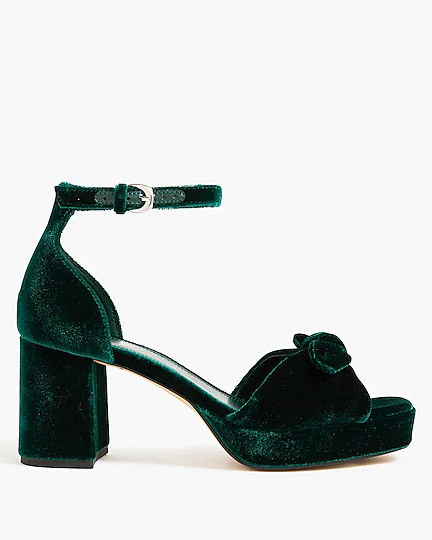 Velvet bow platform heels | J.Crew Factory