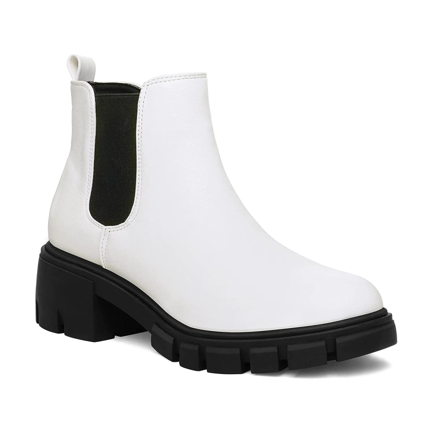 Pennysue Women's White Platform Chelsea Boots Ankle Boots Size 8 | Walmart (US)