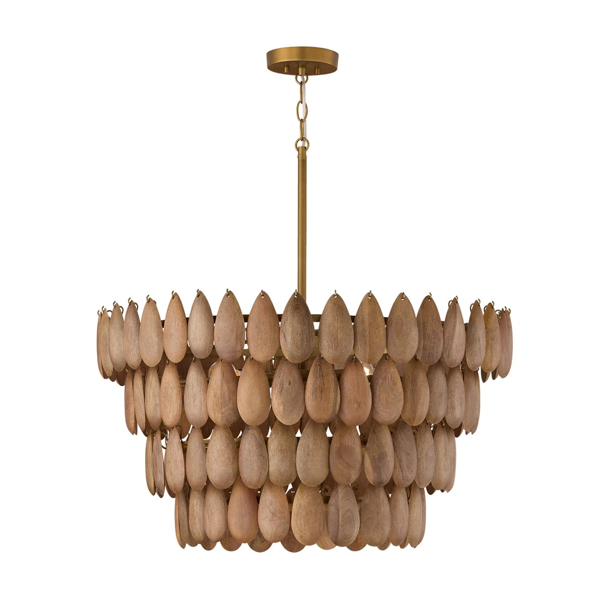 Pendant in Hand-distressed Patinaed Brass and Handcrafted Mango Wood | Wayfair North America