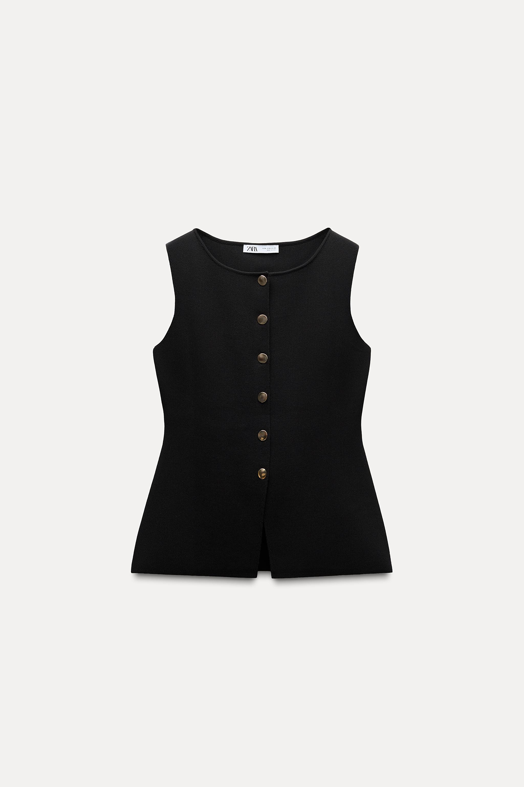 GOLD BUTTON KNITTED VEST TOP | Zara US