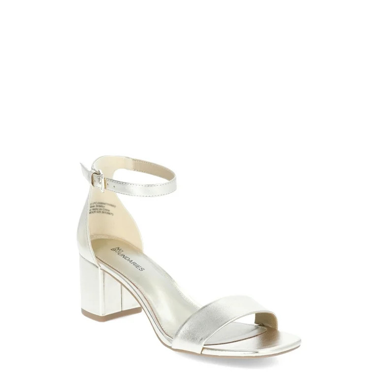 No Boundaries Women's Block Heel Sandals, Wide-Width Available | Walmart (US)