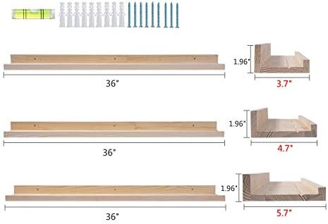 36 Inch Picture Ledge Shelf Solid Wood Large Floating Shelves Wall Mounted Rustic Natural Shelves... | Amazon (US)