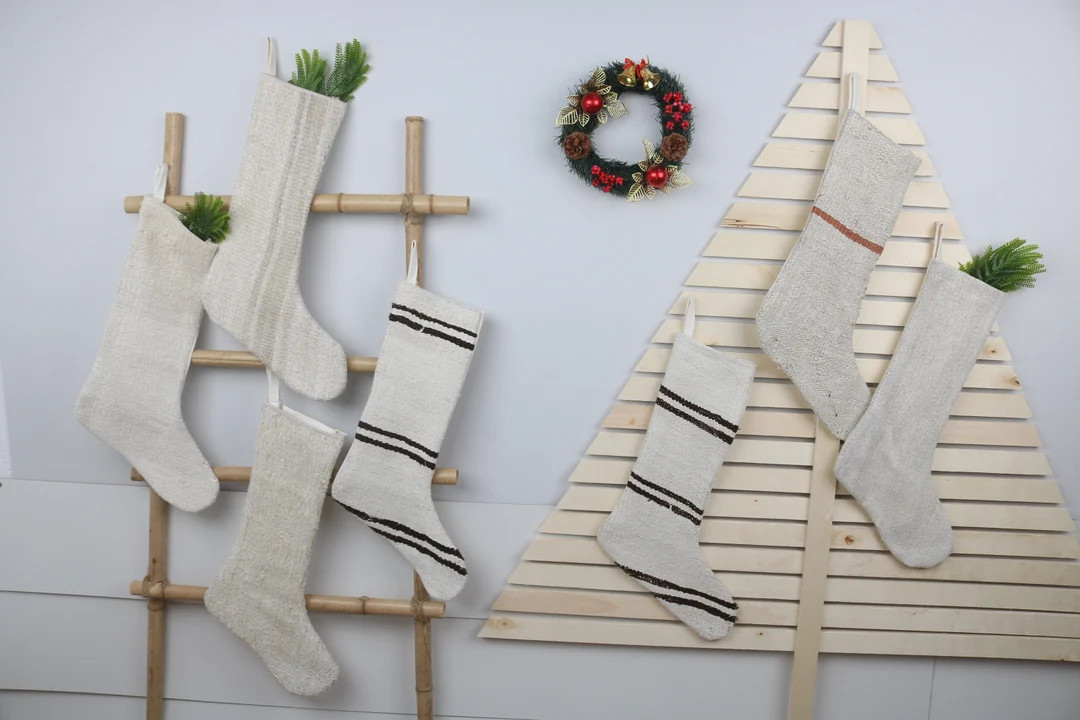 Family Christmas Stockings Rustic Christmas Decor Hanging - Etsy | Etsy (US)