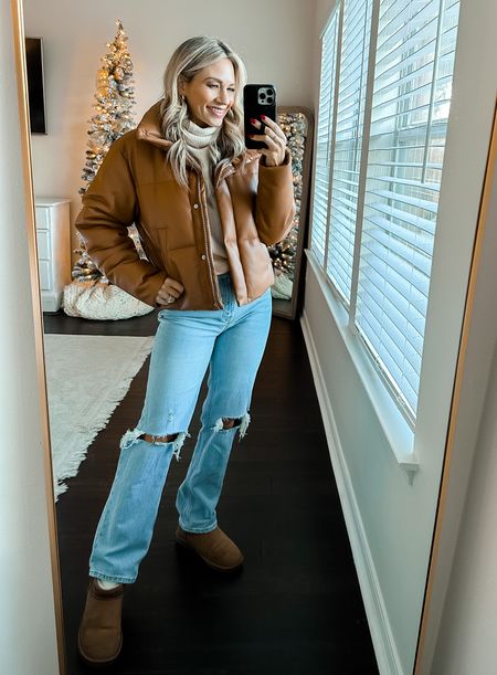 Abercrombie 40% off + 20% off in cart on select styles // Wearing an xs in Abercrombie jacket, xs in amazon sweater and 24 short in Abercrombie jeans. Both run tts. Amazon Ugg dupes run tts. //

Winter outfit. Cozy outfit. Cozy style. Comfy style. Comfy outfit. 

#LTKsalealert #LTKshoecrush #LTKSeasonal