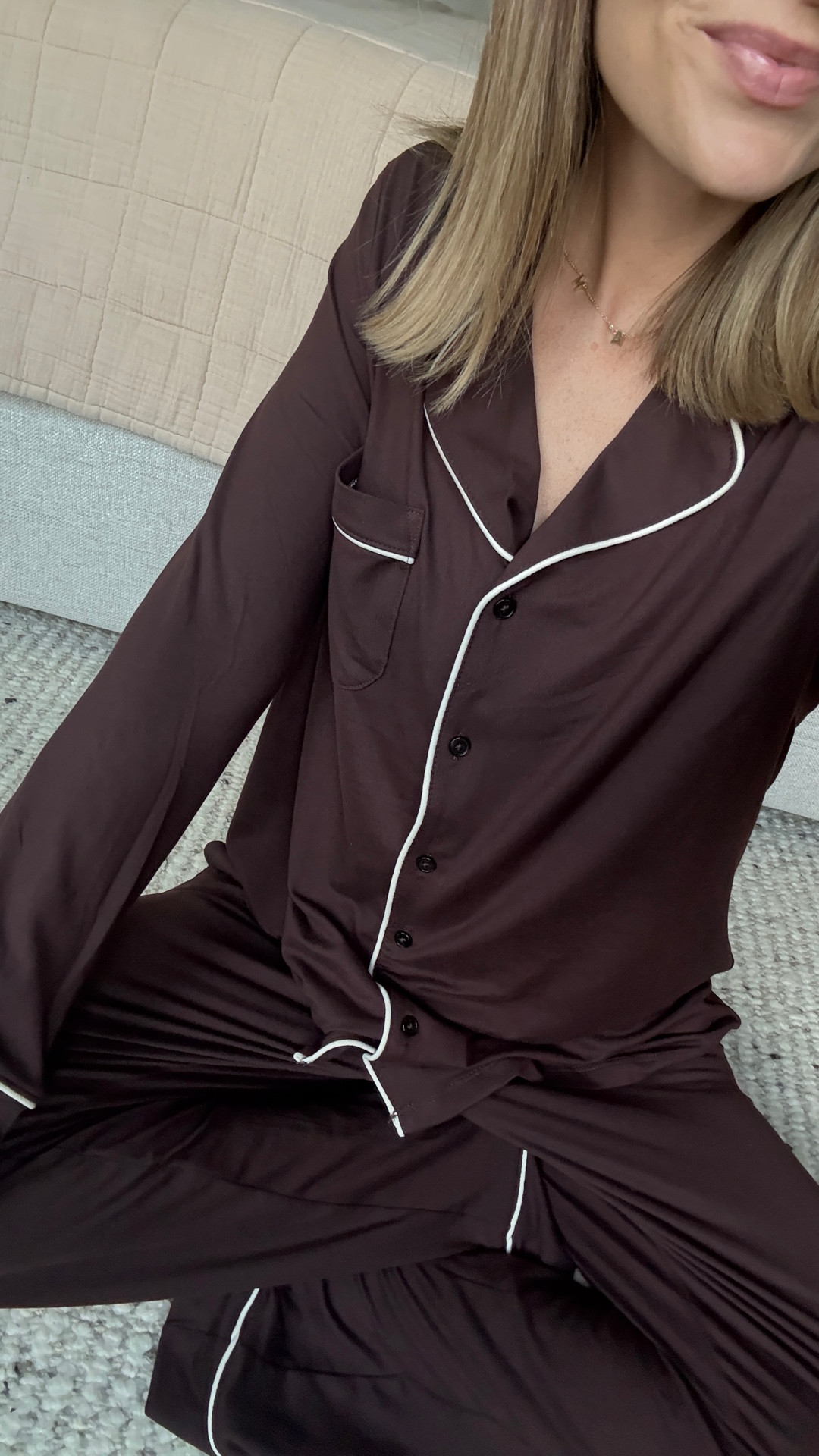 The $20 pajama set you didn’t know you needed!!! Back in stock in all sizes! I’m wearing an xs in this gorgeous chocolate brown color 😍 buttery soft & now I need every color! 

lounge set, matching set, matching pjs, look for less, walmart style, walmart fashion

#LTKU #LTKSeasonal #LTKFindsUnder50