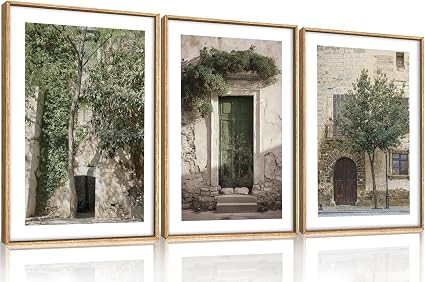 HPNIUB Large Vintage Italy City Landscape Framed Canvas Wall Art Set,Green Olive Tree Old House W... | Amazon (CA)