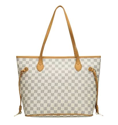Asge Womens Checkered Tote Shoulder Bag PU Vegan Leather Shoulder Satchel Fashion Bags (White) - ... | Walmart (US)