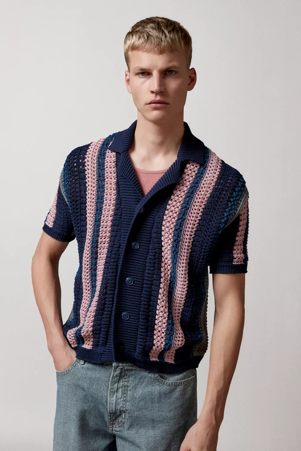 BDG Striped Button-Down Polo Sweater | Urban Outfitters (US and RoW)