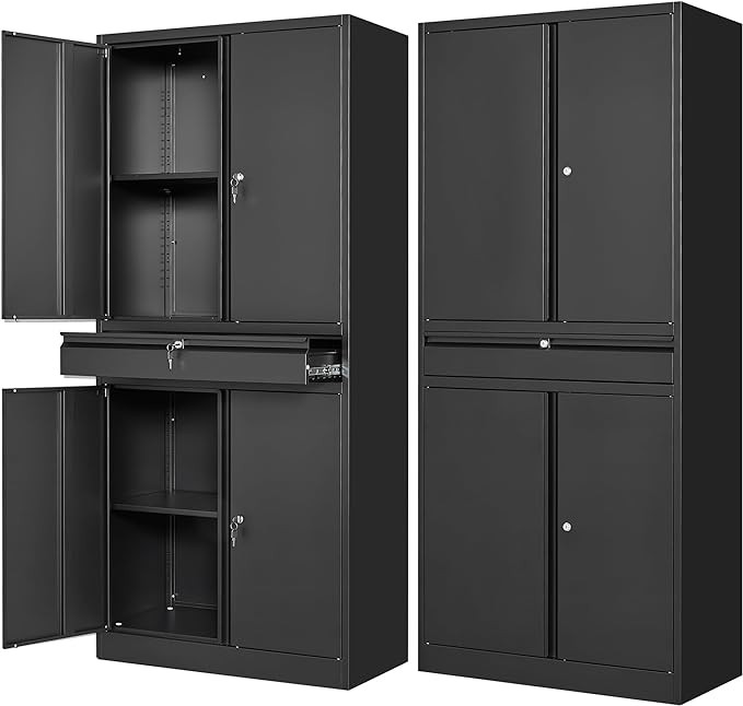 Letaya Metal Garage Storage Cabinet with Drawer,4 Door Tool Cabinet with Lock-2 Adjustable Shelve... | Amazon (US)