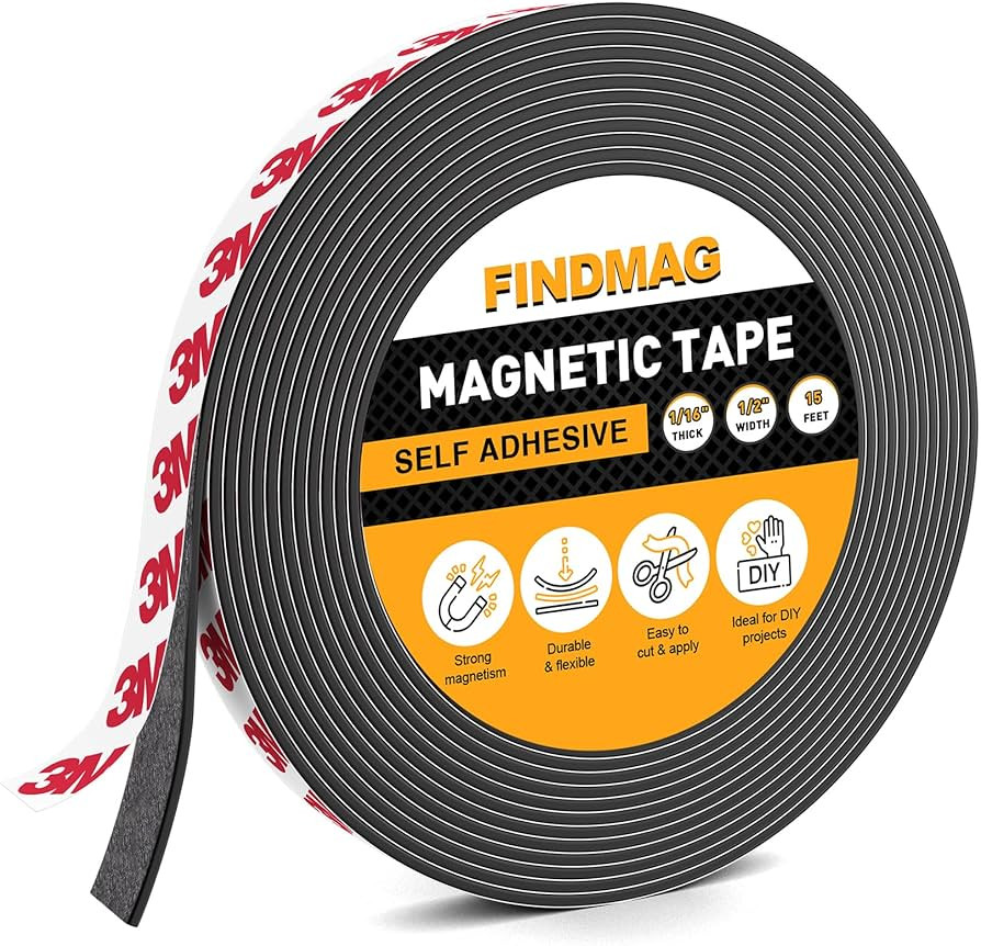 FINDMAG Magnetic Tape, 15 Feet Magnet Tape with Strong Self Adhesive Flexible Magnetic Strip Magn... | Amazon (US)