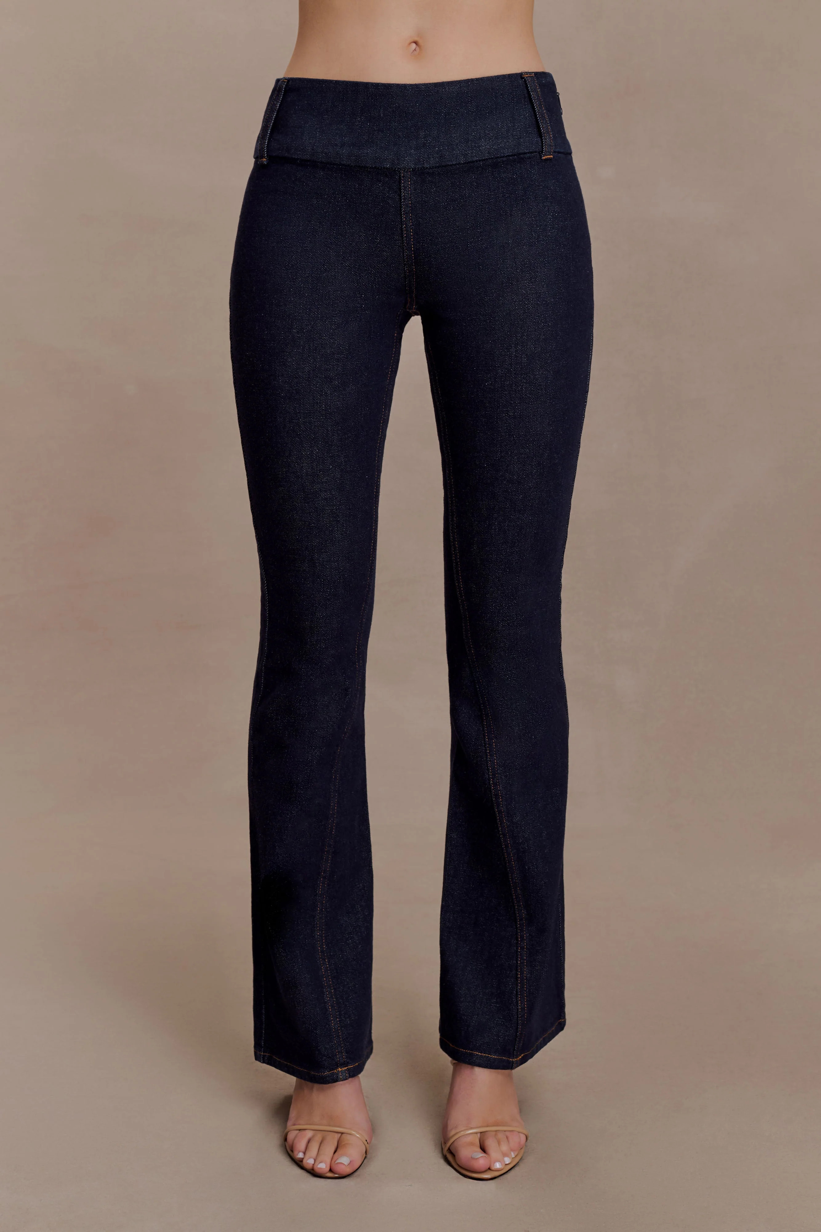 Shelly Flared Denim Jeans - Washed Indigo Blue | MESHKI US