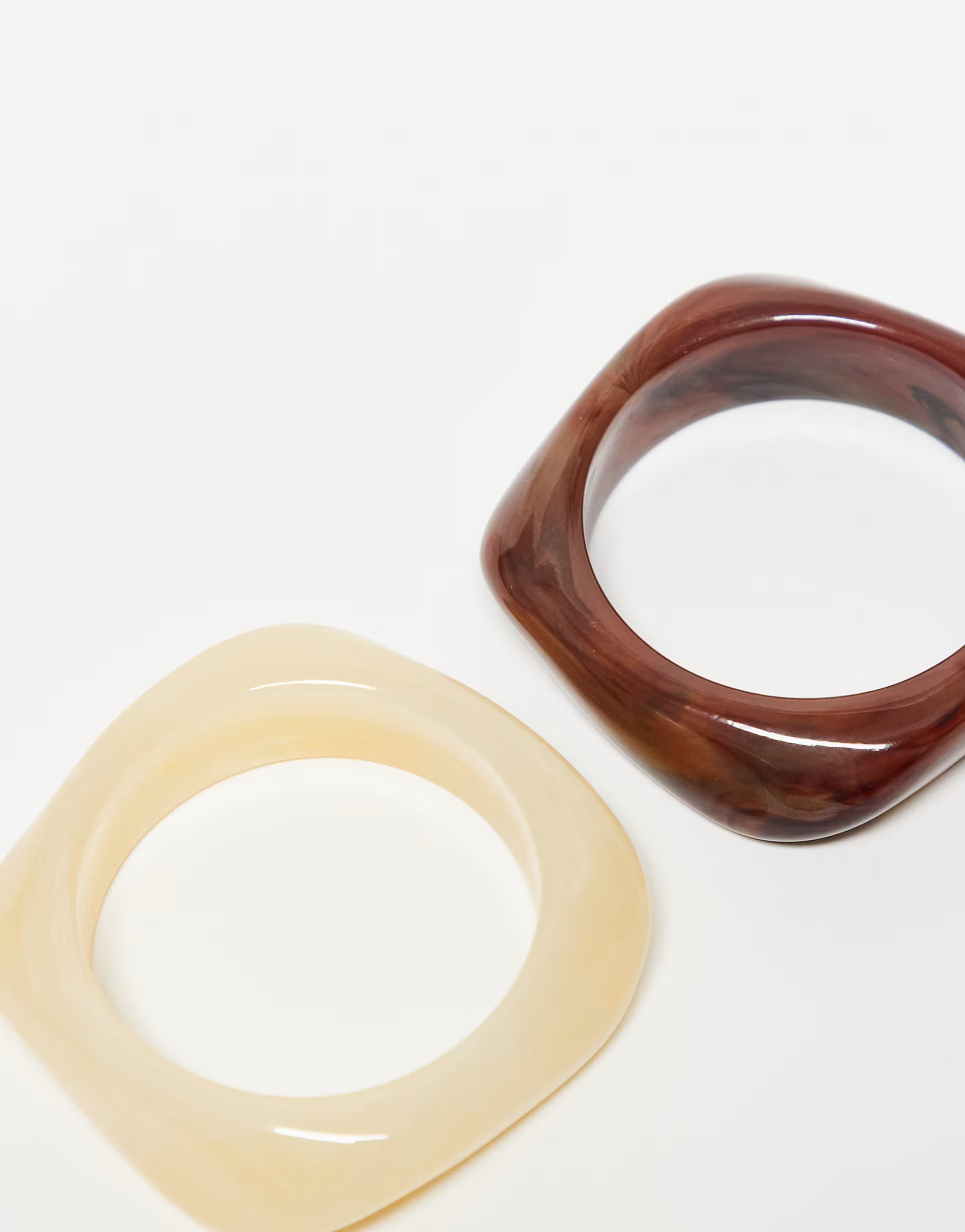 Reclaimed Vintage square bangle 2 pack in cream and brown | ASOS (Global)