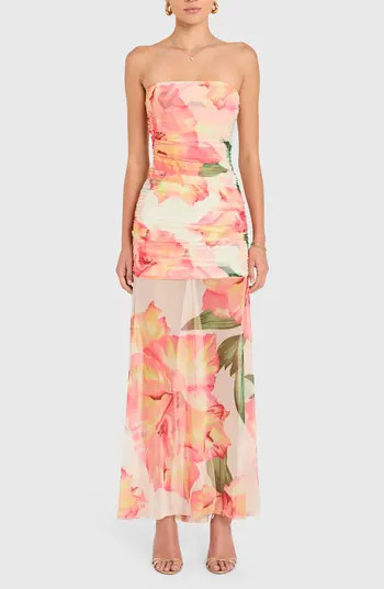 Amanda Uprichard Leo Floral Ruched Strapless Maxi Dress | Nordstrom | Nordstrom