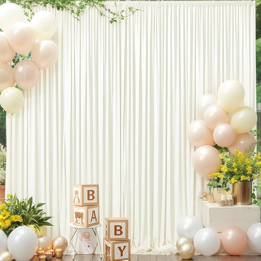 Ivory Backdrop Curtain for Wedding Parties Wrinkle Free Ivory Photo Curtains Backdrop Drapes Fabr... | Amazon (US)