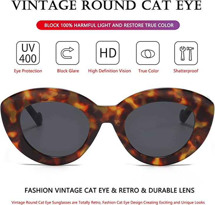 AIEYEZO Oversized Cat Eye Sunglasses for Women Cute Oval Thick Frame Cateye Sun Glasses Chic Retr... | Amazon (US)