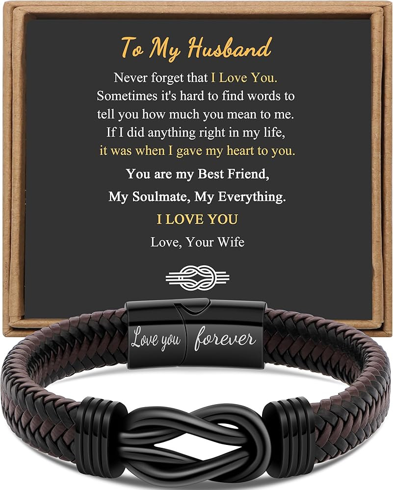 Gift for Men Infinity Bracelet for Men Dad Husband Boyfriend Son Grandson Brother Nephew Uncle Br... | Amazon (US)