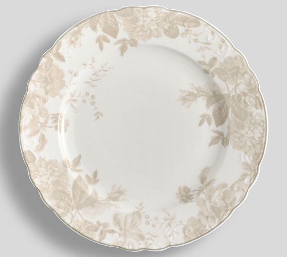 LoveShackFancy Neutral Floral Porcelain Appetizer Plates - Mixed Set of 4 | Pottery Barn (US)