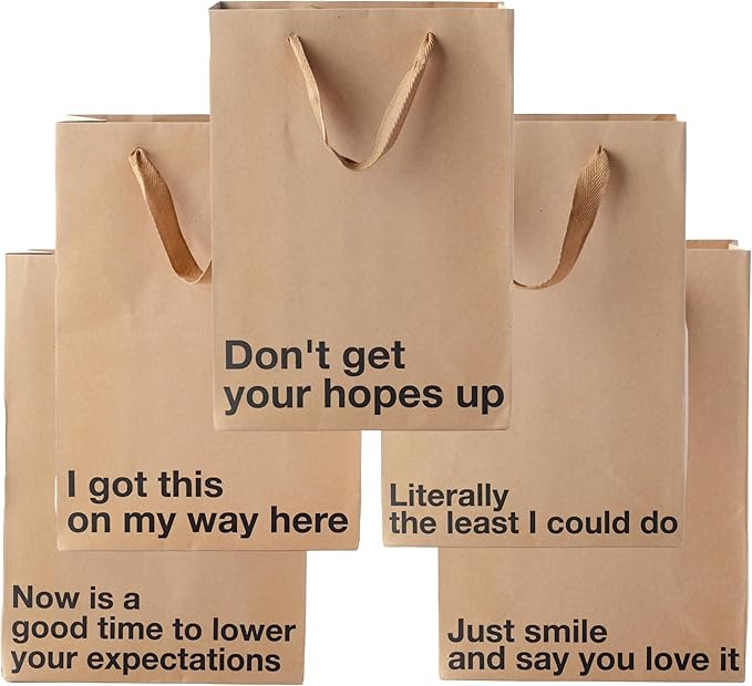 MilkToast Brands Funny Gift Bags, 11" x 8" x 4" Size, Set of 5 Colored Kraft Paper Bags with Sarc... | Amazon (US)