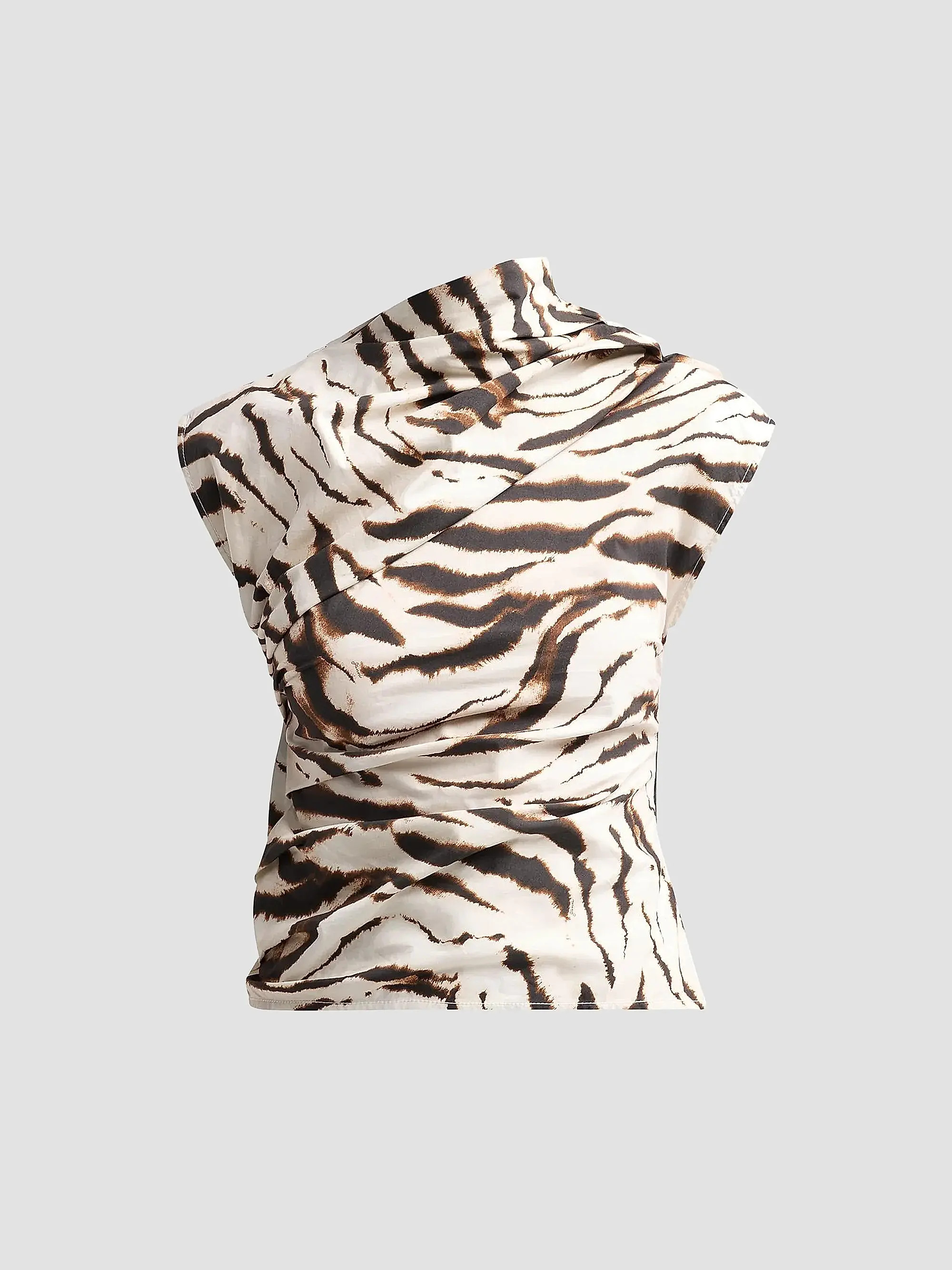 Ganni Tiger Print Stretch Cotton Ruched Top | Saks Fifth Avenue | Saks Fifth Avenue