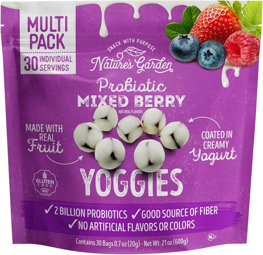 Nature's Garden Probiotic Mixed Berry Yoggies, 21oz (30 x 0.7oz) - Yogurt Covered Fruit Snack, Hi... | Amazon (US)