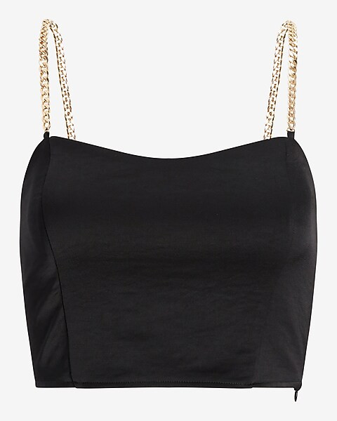 Satin Chain Strap Cropped Cami | Express