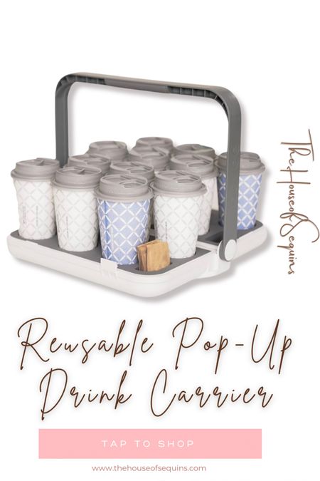 Amazon reusable pop-up drink carrier, drink holder, travel hacks, office finds, home finds, coffee run, coffee finds, tea finds, cup holder, cup holders,  Amazon finds, Walmart finds, amazon must haves #thehouseofsequins #houseofsequins #amazon #walmart #amazonmusthaves #amazonfinds #walmartfinds  #amazonhome #lifehacks 