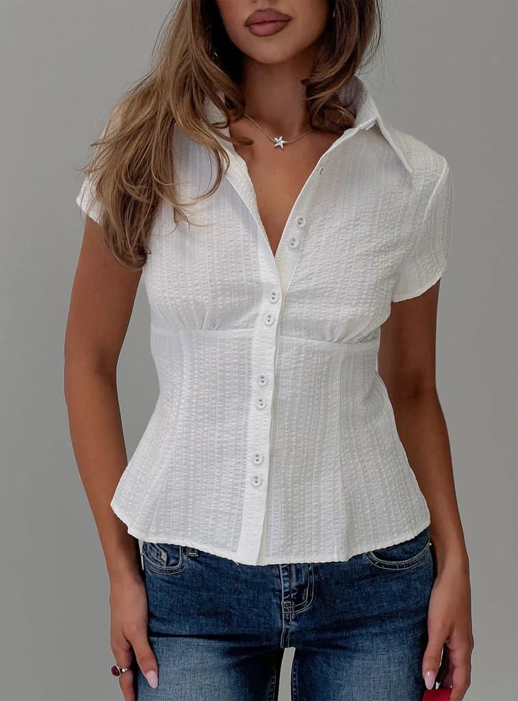 Cottesloe Blouse Top Textured White | Princess Polly US