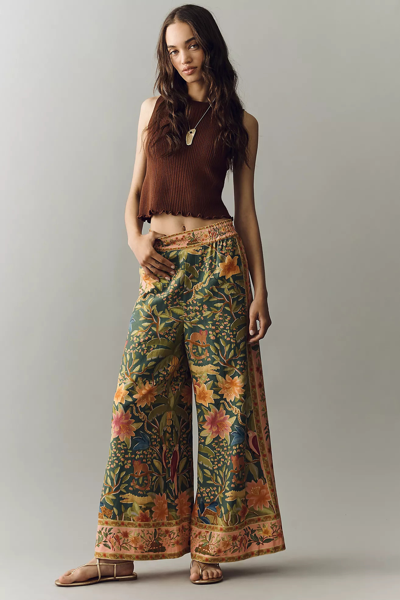 Farm Rio x Anthropologie Linen Wide-Leg Pants | Anthropologie (US)
