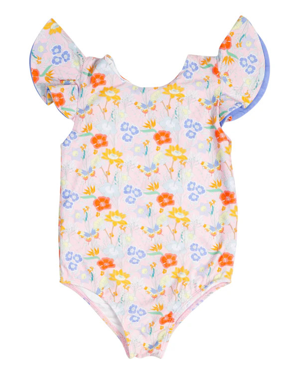 Floral Paradise Ruffle Sleeve One Piece | Smockingbird Kids