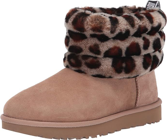 UGG Women's Fluff Mini Quilted Leopard Boot | Amazon (US)