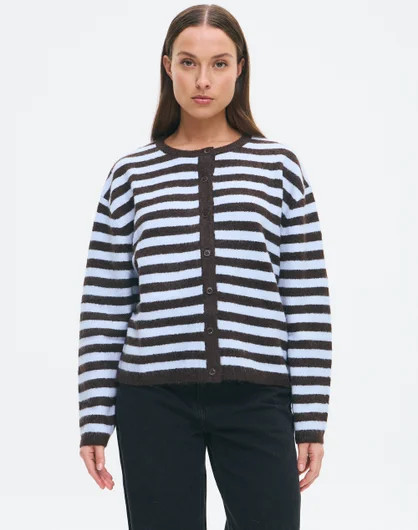 Oversized Button Up Stripe Knit Cardigan | Glassons (Australia)