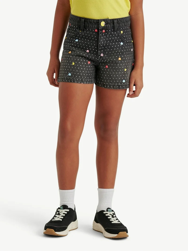 Justice Girls PAC-MAN Embellished Denim Short, Sizes 6-18, Slim & Plus | Walmart (US)