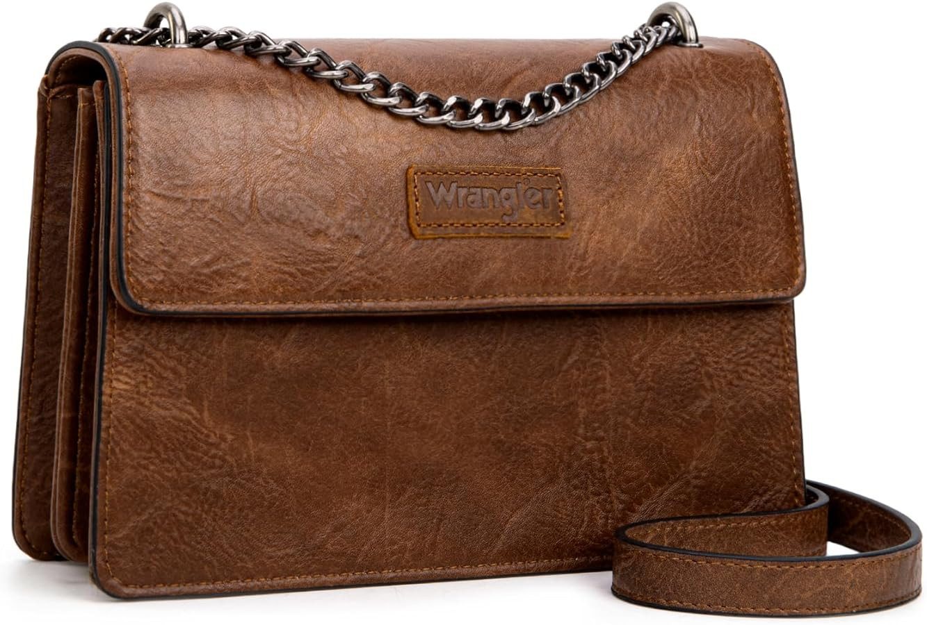 Wrangler Crossbody Purse for Women Shoulder Bag Vintage Wallets with Chain Strap | Amazon (US)