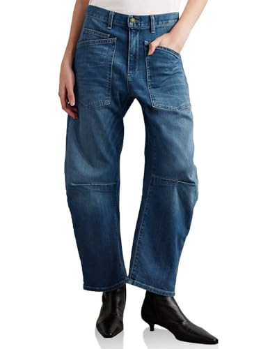 PLNOTME Womens Baggy Barrel Jeans Boyfriend High Waisted Wide Leg Cropped Ankle Denim Pants | Amazon (US)