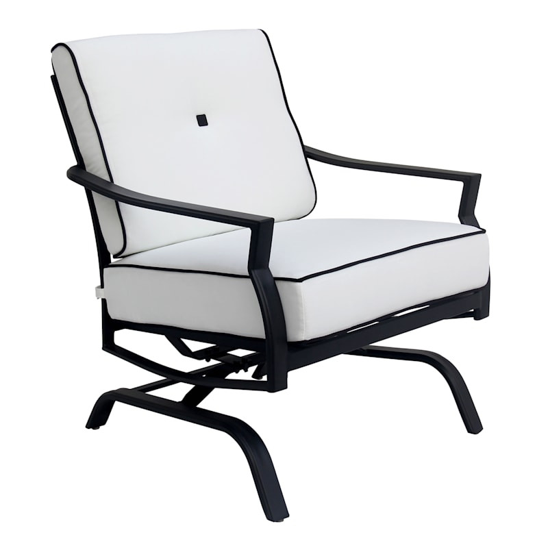 Providence Savannah Black & White Outdoor Motion Chair | At Home