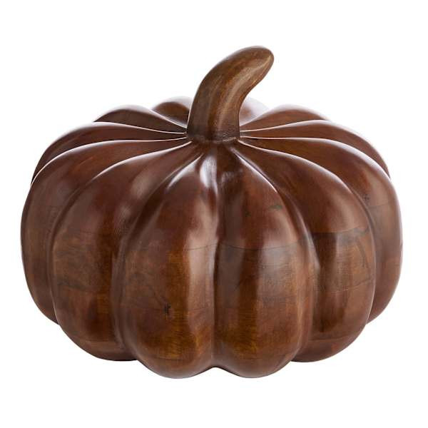 Brown Wooden Pumpkin, 9", sold by At Home | At Home